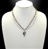 AN2766 BROWN SUEDE SILVER CACTUS SHORT NECKLACE