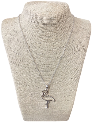 AN2906 SILVER FLAMINGO NECKLACE