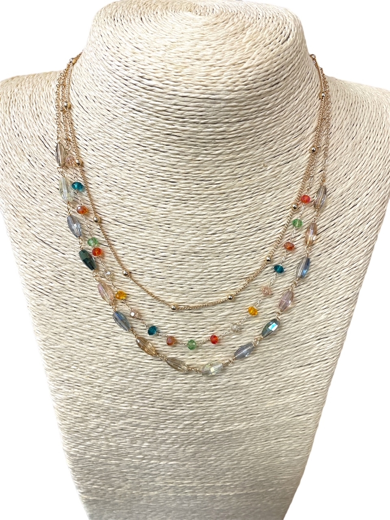 AN4119  MULTI LAYERED CRYSTAL NECKLACE
