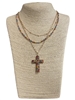 AN4824 GOLD LAYERED CRYSTAL BEADED CROSS NECKLACE