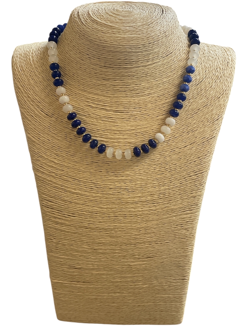 AN4903 BLUE CRYSTAL BEADED NECKLACE