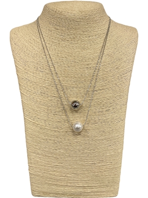 AN4919 PEARL & BALL DOUBLE SHORT NECKLACE