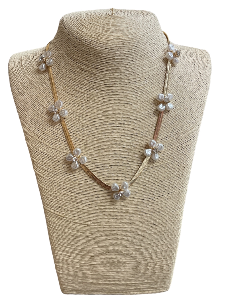 AN5002 CHAIN WITH FLOWER PEARL NECKLACE