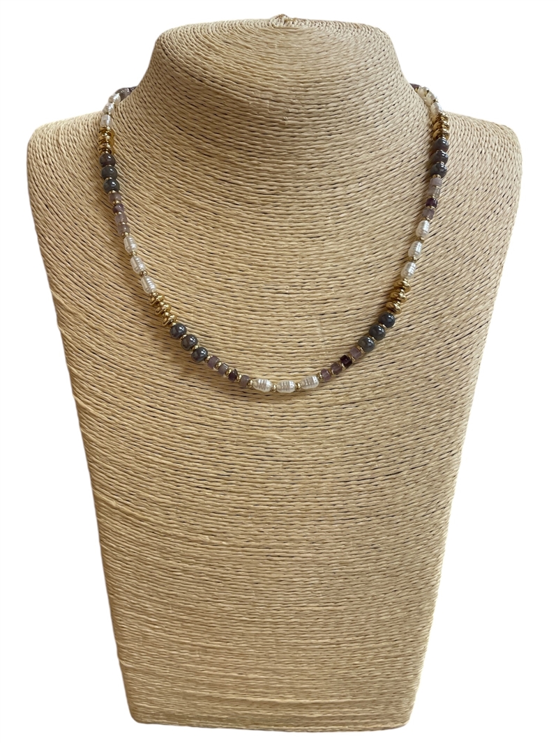 AN5586 MULTI BEADED SHORT NECKLACE