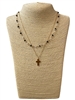 AN5772 LAYERED BEADED SHORT CROSS GOLD NECKLACE