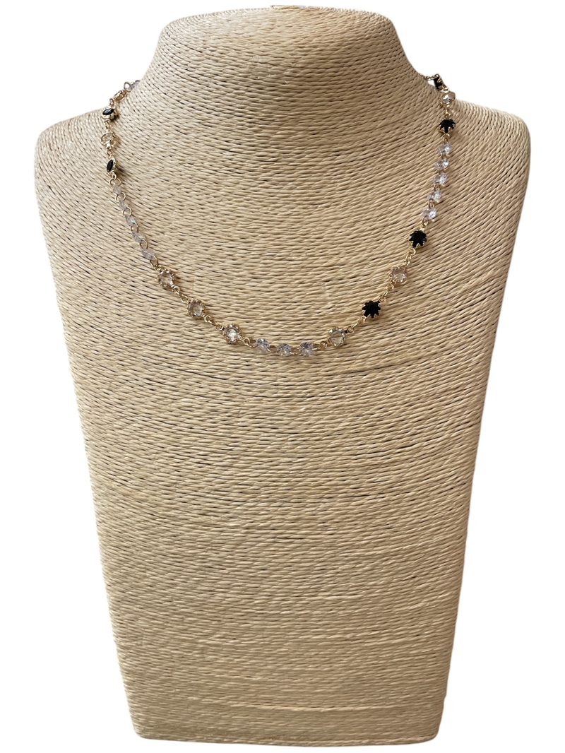 AN5787 CUBIC ZIRCONIA CRYSTAL BEADED SHORT NECKLACE