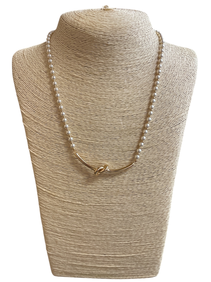 AN6082P  PEARL  GOLD BAR NECKLACE
