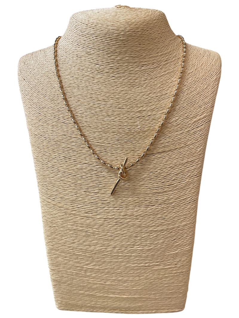 AN6091 GOLD BEADED KNOT SHORT NECKLACE