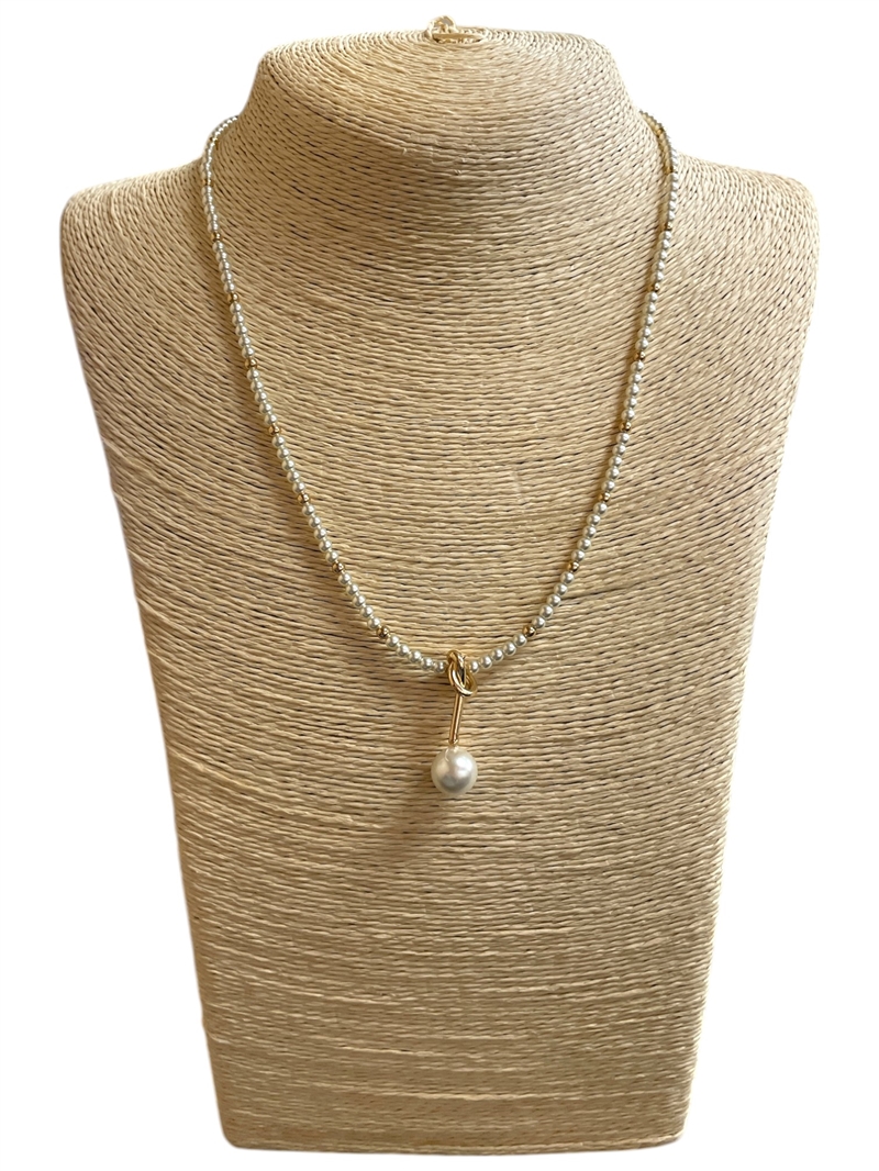 AN6098 SMALL BEADED PEARL DROP SHORT NECKLACE