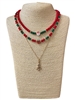 AN6179 GOLD CRYSTAL BEADED LAYER CHRISTMAS  NECKLACE
