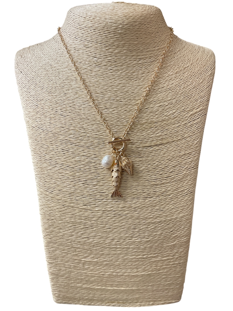 AN6194 GOLD FISH CHARM NECKLACE