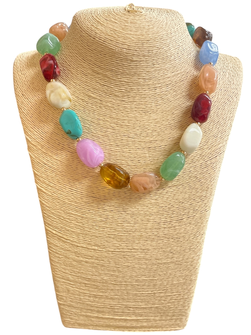 AN6248 ACRYLIC BEADED SHORT NECKLACE
