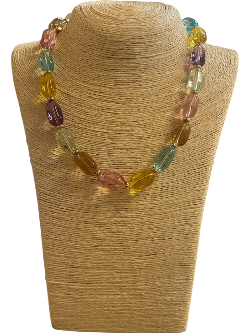 AN6261MU MULTICOLOR ACRYLIC BEADED NECKLACE