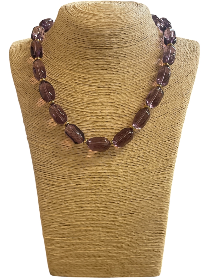 AN6261PU PURPLE ACRYLIC BEADED NECKLACE