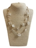 AN6266  PEARL FLOWERS DOUBLE CHAIN NECKLACE