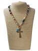 AN6276 BEADED MULTI GOLD CROSS NECKLACE