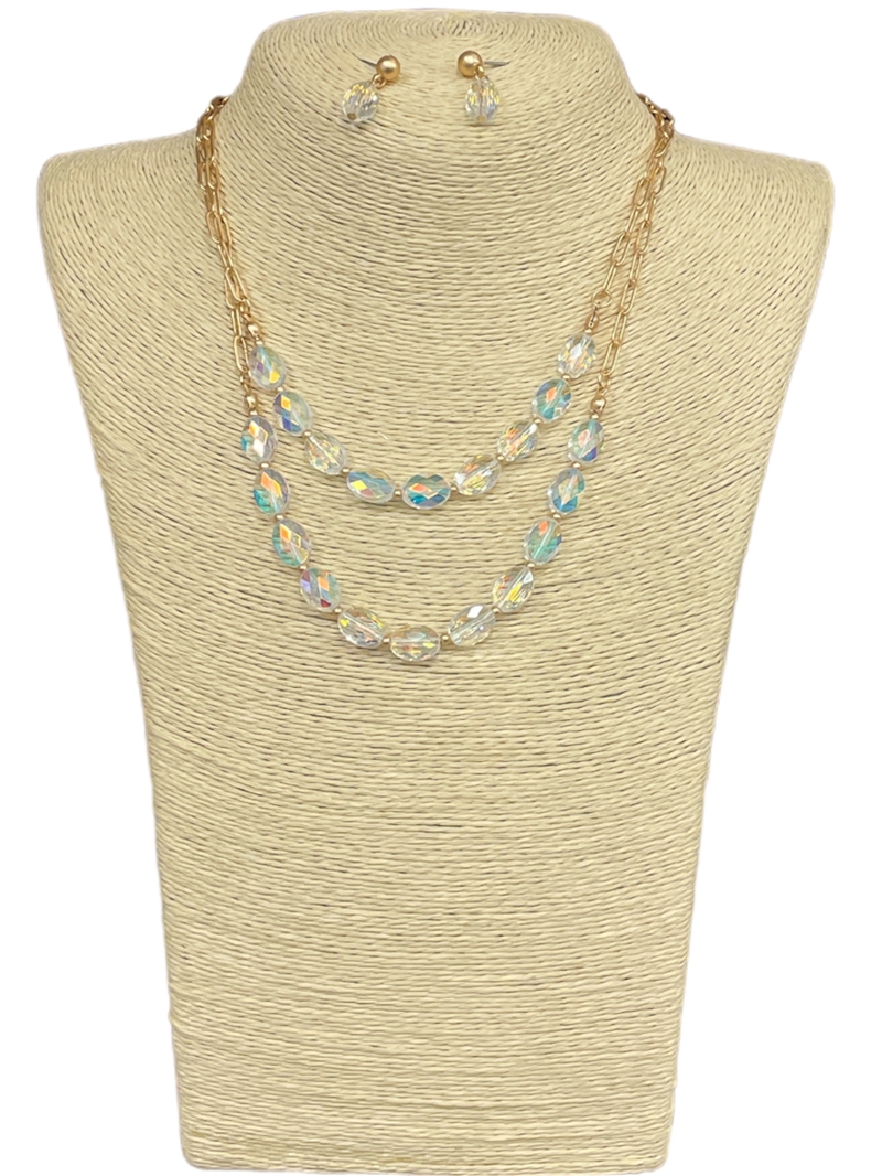 ANE20279A  AB CREAL CRYSTAL SHORT NECKLACE