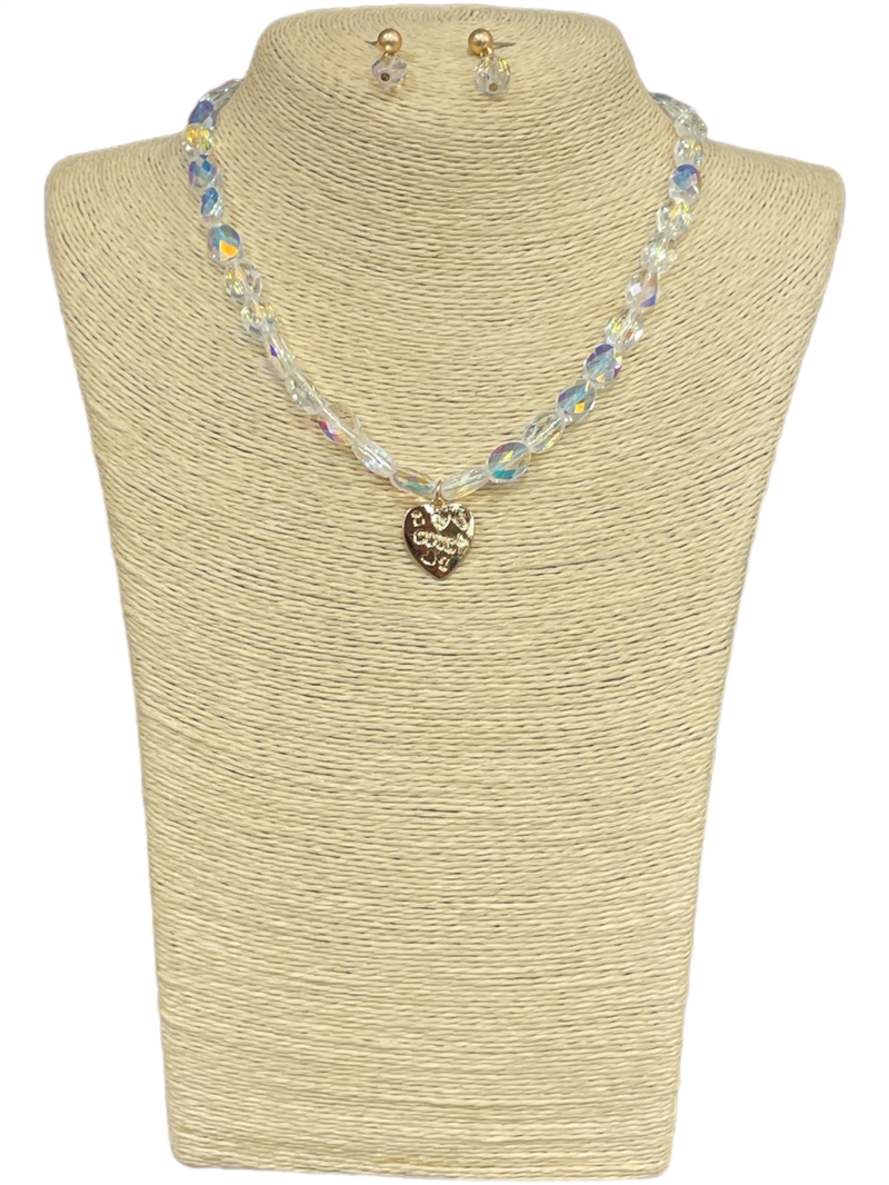 ANE20280A  AB CREAL CRYSTAL SHORT NECKLACE