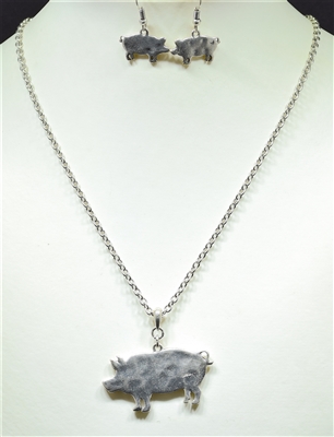 AS5770 HAMMERED PIG NECKLACE SET