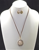 AS5869 HAMMERED CIRCLE SUEDE NECKLACE SET