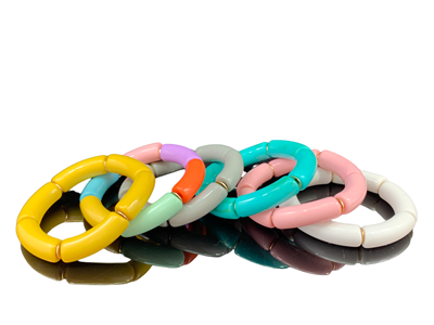 ATB001 SOLID COLOR ACRYLIC TUBE  STRETCH BRACELET