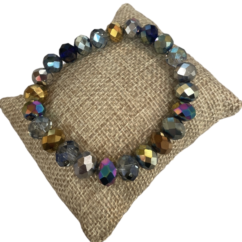 B102MM 10MM METALLIC MULTI CRYSTAL BRACELET