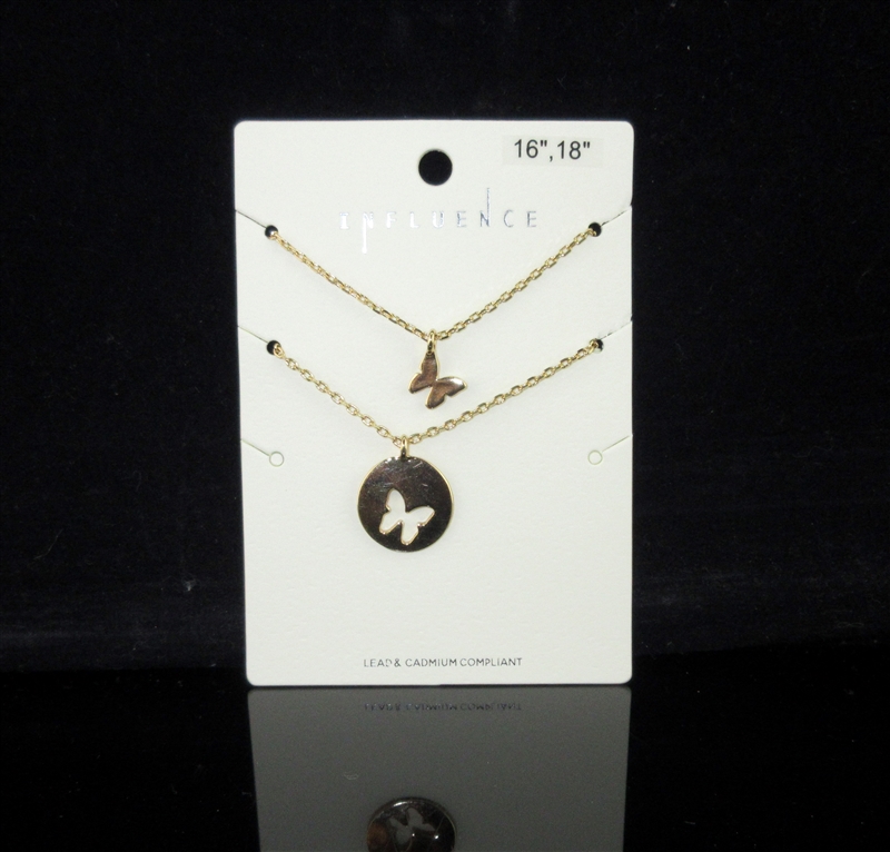 B5NS2197 ANTIQUE THIN SHORT BUTTERFLY NECKLACE SET