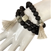 B6332  SEMI-PRECIOUS STONE & WOODEN 3 PCS SET BRACELET