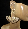 B6E2370 GOLD ANTIQUE FAN ANIMAL PRINT POST DANGLE EARRINGS