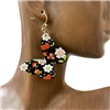 B8E2575-1 BLACK  BUTTERFLY FLORAL WOODEN EARRINGS