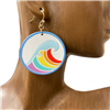 B8E2899 SEA MULTI COLOR CIRCLE WOODEN EARRINGS