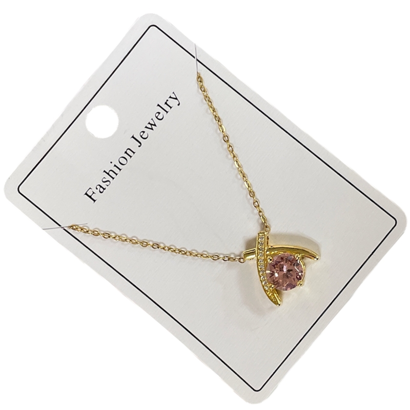 BB292P  BUMBLE BEE PINK STONE IN CENTER NECKLACE