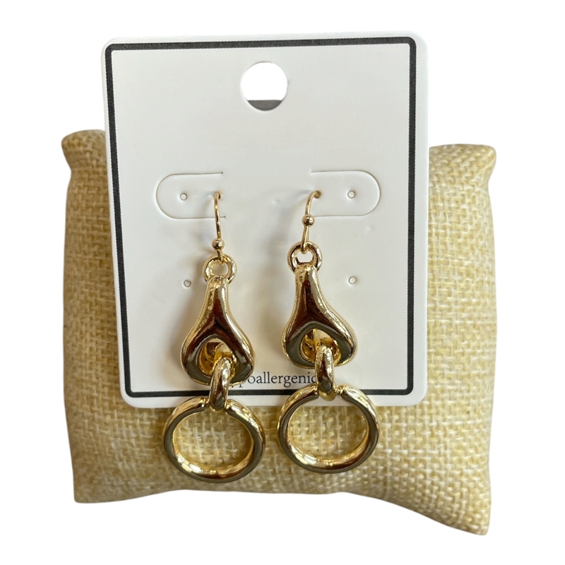 BE1037 GOLD MULTI LINK DANGLE EARRINGS