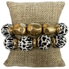 BJ70124 BLACK WHITE LEOPARD & GOLD BRACELET