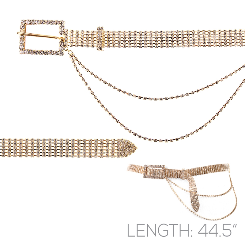 BL00069 RHINESTONE DRAPE BUCKLE BELT