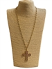 BN1128 GOLD HAMMERED CROSS LONG NECKLACE