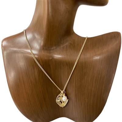 BNE2102 SUNFLOWER & FRESH WATER PEARL NECKLACE