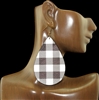 BPE02 BLACK & WHITE BUFFALO PLAID TEARDROP EARRINGS