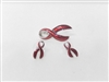 BR0789 Pink Ribbons  Earrings Brooch Set