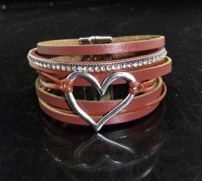 BR1004 HEART MAGNETIC RHINESTONE BRACELET