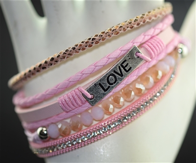 BR1510 Pink Crystal Love Magnetic Bracelet