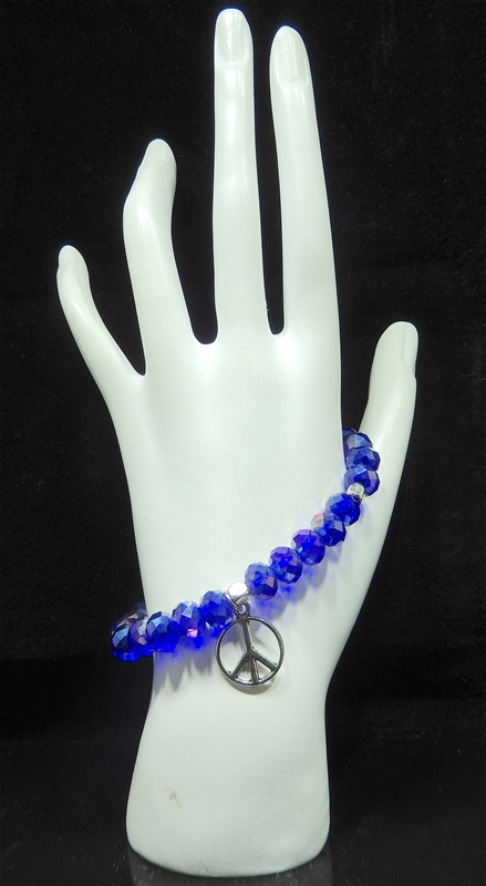 BR2403 BEADED PEACE SIGN STRETCH BRACELET