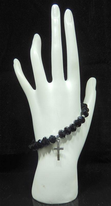 BR2543 BEADED CROSS STRETCH BRACELET