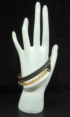 BR3019 BROWN 3 LAYER BEADED MAGNETIC BRACELET