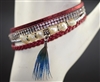 BR6400 4 Layer Rhinestone Feather RED Magnetic Bracelet