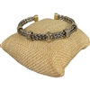 BR703  DOUBLE BRAIDED RHINESTONES  RHODIUM PLATED BRACELET