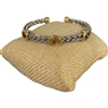 BR705  BRAIDED MULTI COLOR OVAL  STONES RHODIUM PLATED BRACELET