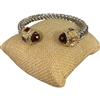 BR823 RED BRAIDED MULTI COLOR STONES RHODIUM PLATED BRACELET