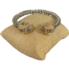 BR825 BRAIDED MULTI COLOR STONES PAVE RHODIUM PLATED BRACELET