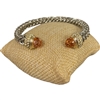 BR831 TOPAZ BRAIDED RHODIUM PLATED CUFF BRACELET